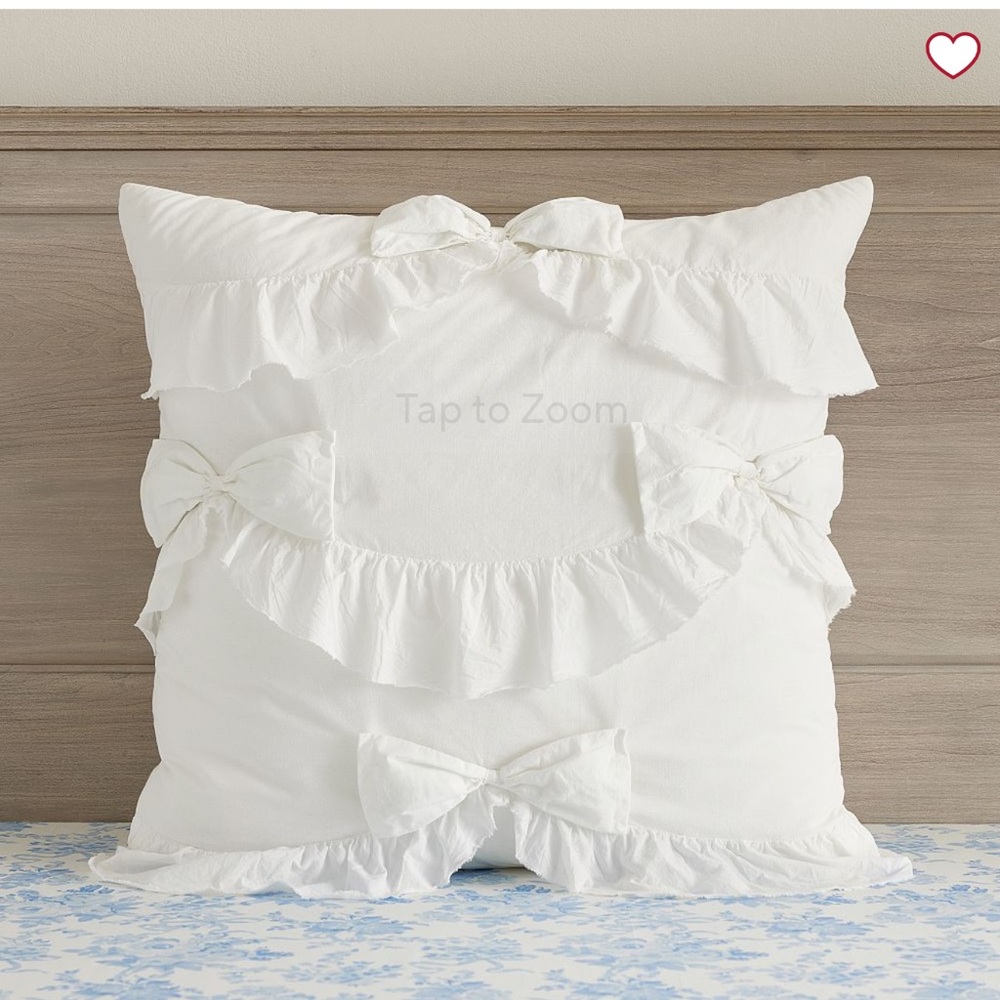 LoveShackFancy Cream Ruffle Bow Sham